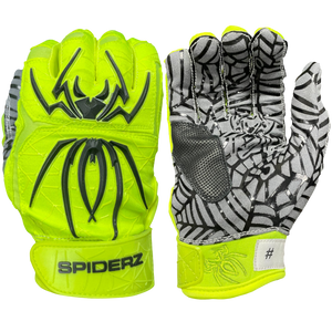 Spiderz HYBRID Batting Gloves Neon Yellow Black Spiderz Sports