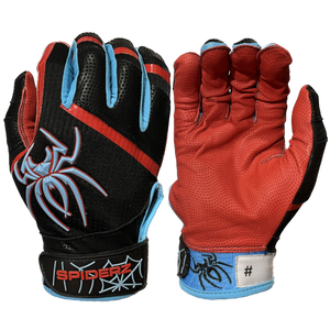 2023 Spiderz PRO Batting Gloves - LTE Black/Columbia Blue/Red