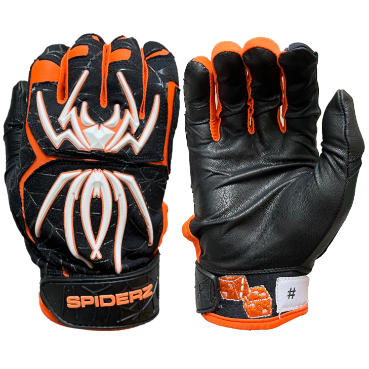 2022 Spiderz ENDITE Batting Gloves - Black/Orange Ltd Ed "Sin City"