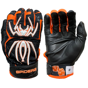 2022 Spiderz ENDITE Batting Gloves - Black/Orange Ltd Ed "Sin City"
