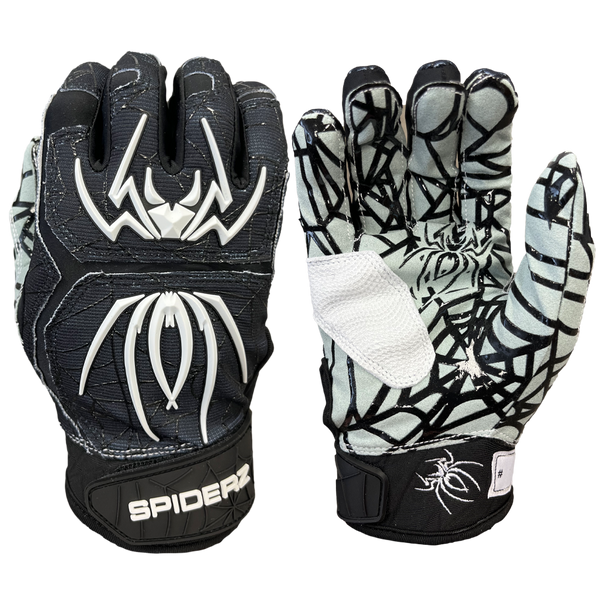 Spiderz HYBRID Batting Gloves Black White Spiderz Sports
