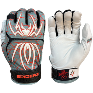 2023 Spiderz ENDITE Batting Gloves - Silver/White/Red/Black - AJ Vukovich Signature Series