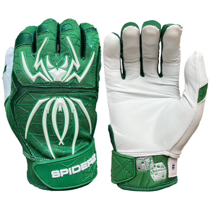 2022 Spiderz ENDITE Batting Gloves - Green/White Ltd Ed "Sin City"