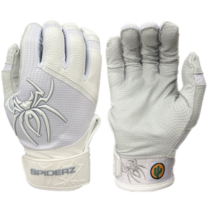 2023 Spiderz PRO Batting Gloves - White/Silver LTE "ST ICE"