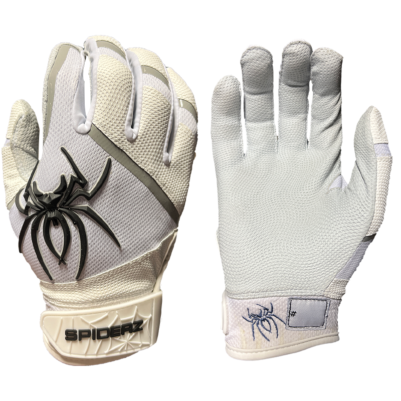 2023 Spiderz PRO Batting Gloves - White/Black/Silver