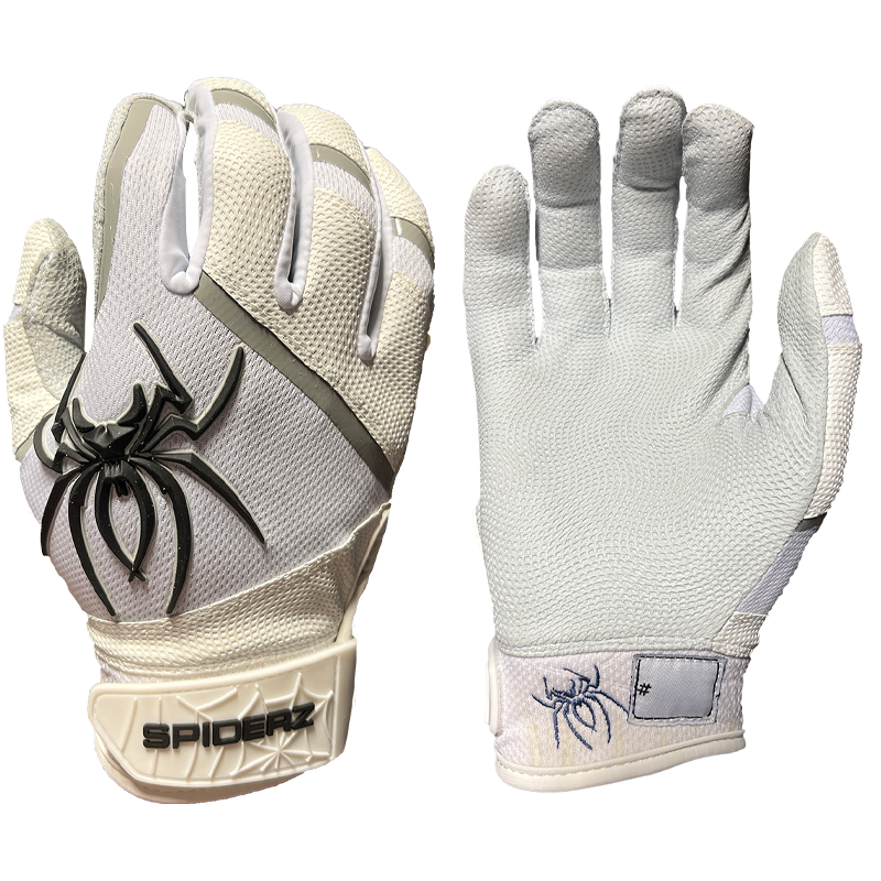 Spiderz PRO Batting Gloves - White/Black/Silver