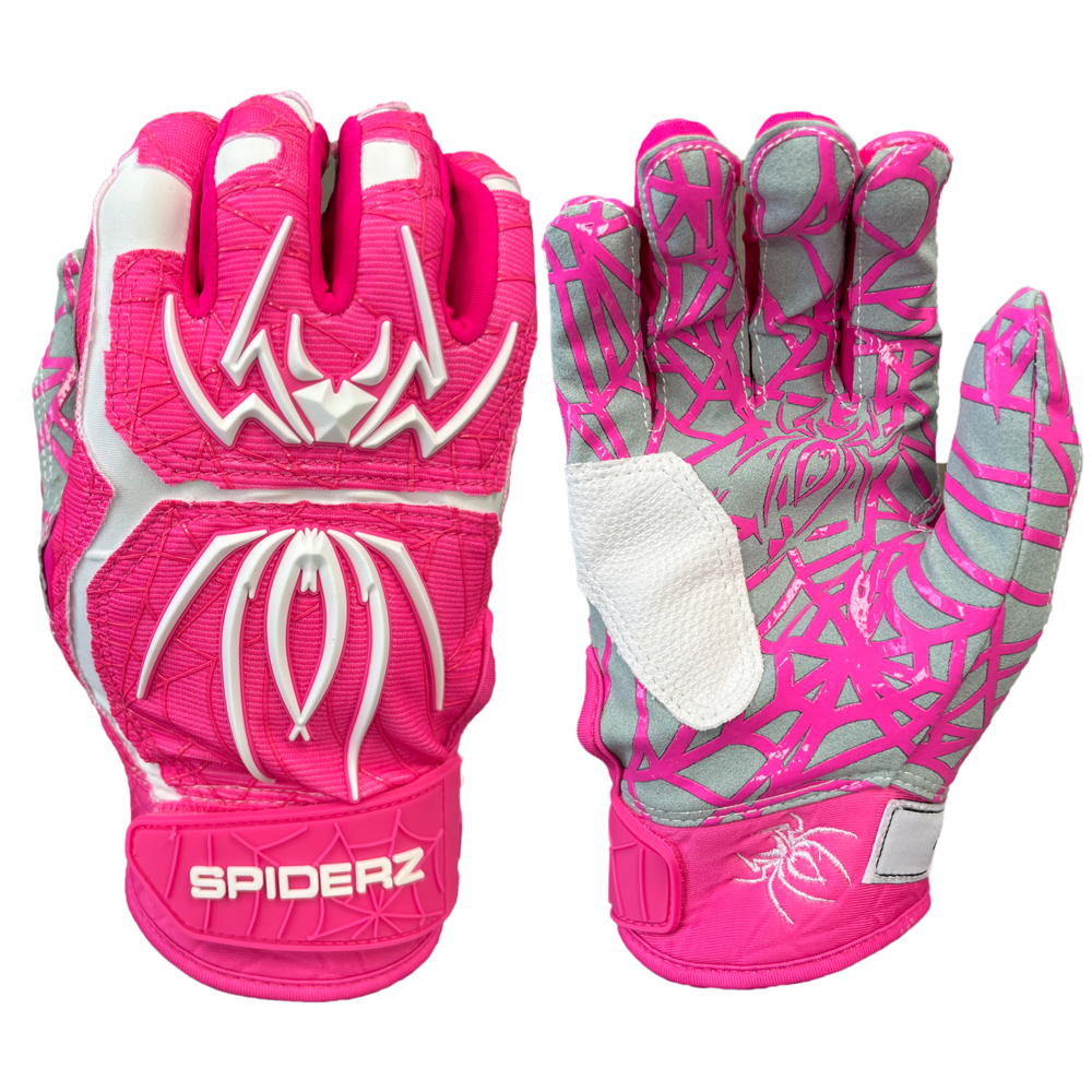 2023 Spiderz HYBRID Batting Gloves - Pink/White