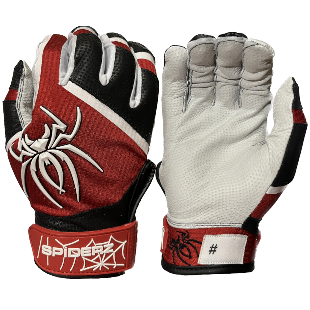 2023 Spiderz PRO Batting Gloves - LTE Red/Black/White