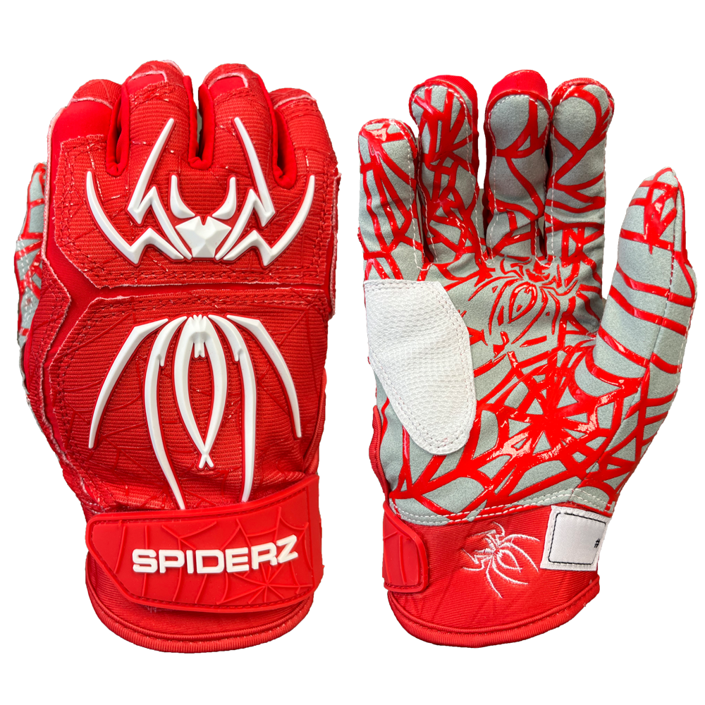 Spiderz HYBRID Batting Gloves Red White