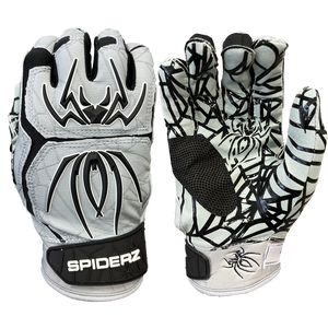2023 Spiderz HYBRID Batting Gloves - Silver/Black