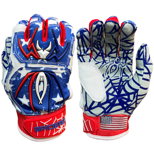 Spiderz HYBRID Batting Gloves USA Flag Spiderz Sports