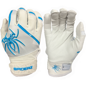 2023 Spiderz PRO Batting Gloves - White/Columbia Blue