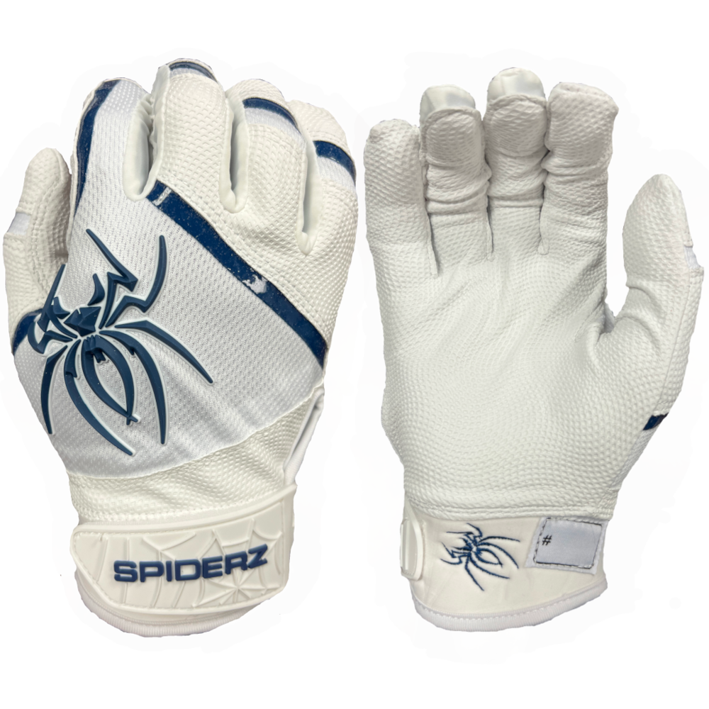Spiderz PRO Batting Gloves - White/Navy Blue