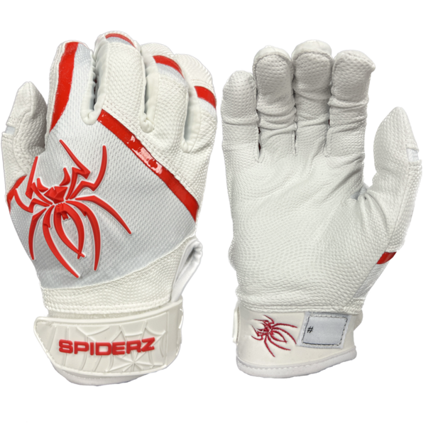 Spiderz PRO Batting Gloves - White/Red