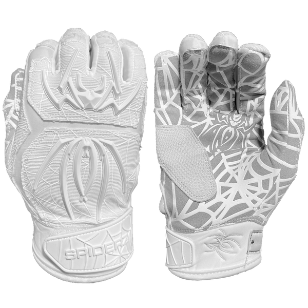 2022 Spiderz HYBRID Batting Gloves White White Spiderz Sports