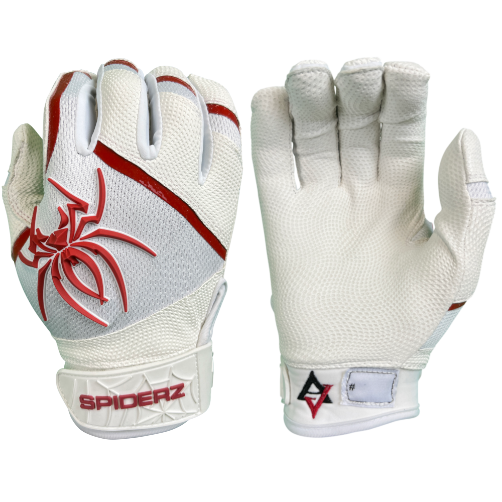 Spiderz PRO Batting Gloves - White/Sedona Red  - AJ Vukovich Series